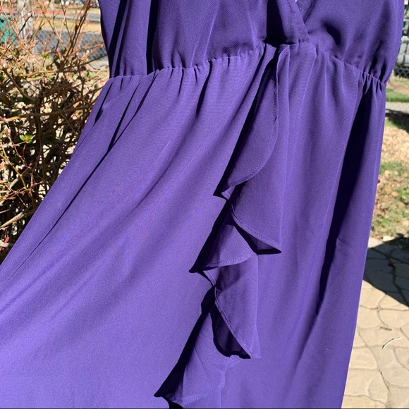 Gap Women's Purple Flowy Ruffle Midi Dress | L - Picture 4 of 9